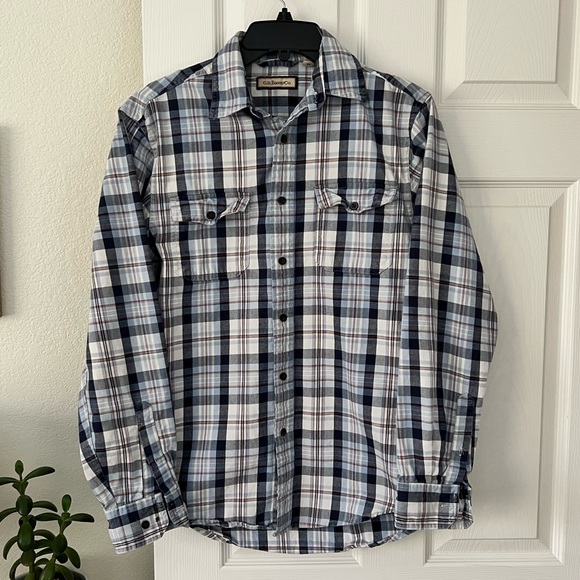 🌼 $5 GH Bass & Co Mens Long Sleeve Blue Plaid Button Down Shirt S/P - Picture 1 of 4
